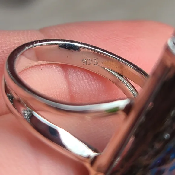 Rainbow Aura Kyanite 925 Ring
